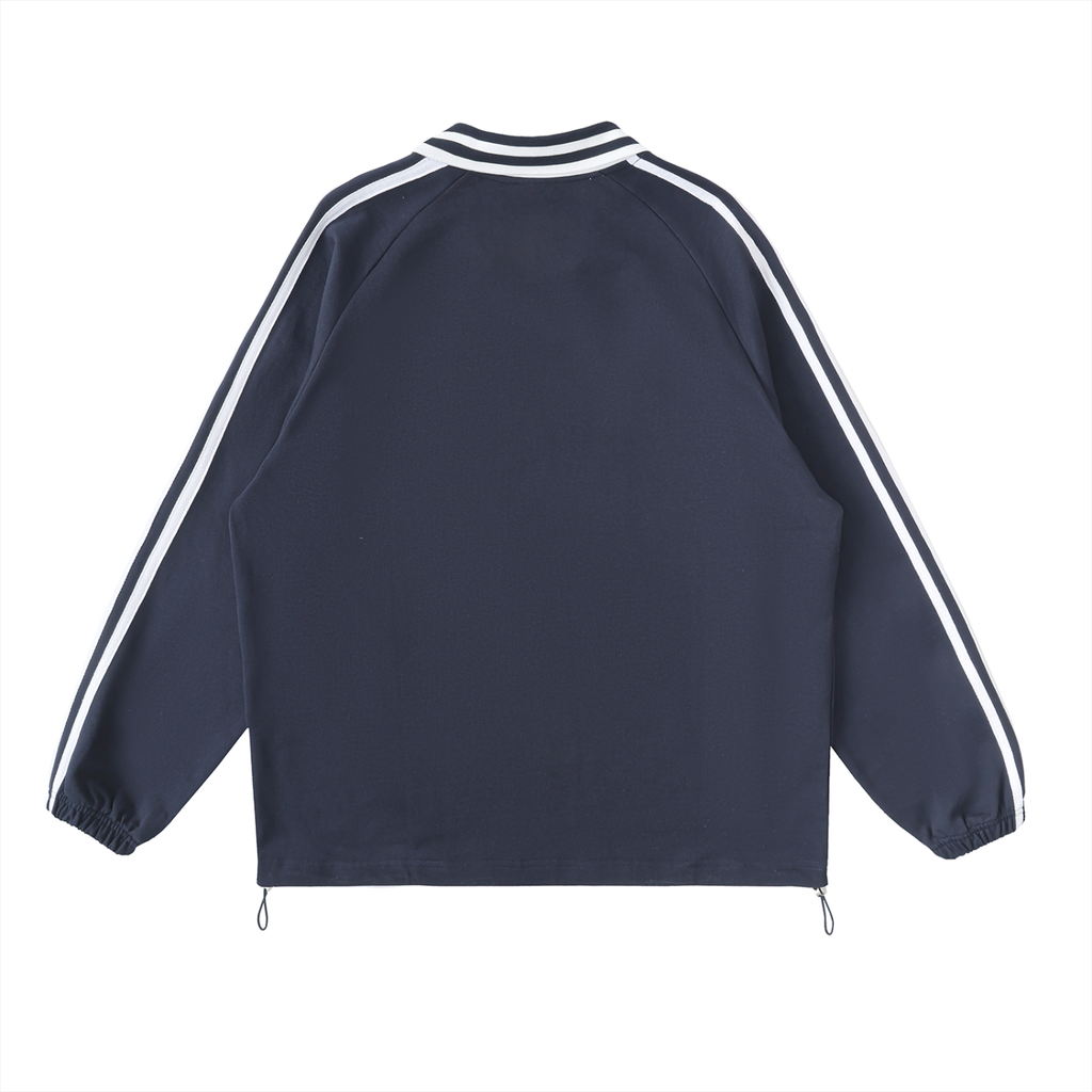 Striped Lapel Golf Collar Sweatshirt