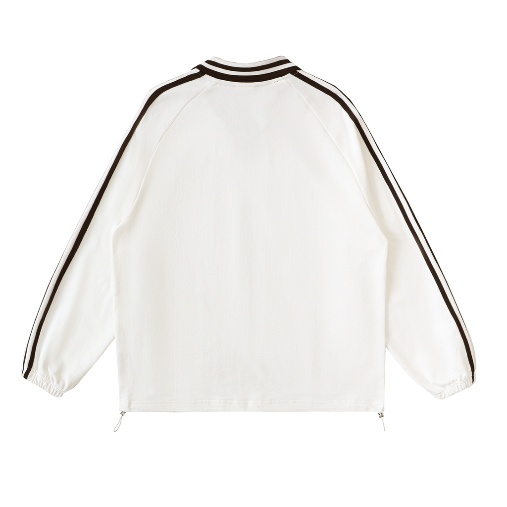 Striped Lapel Golf Collar Sweatshirt