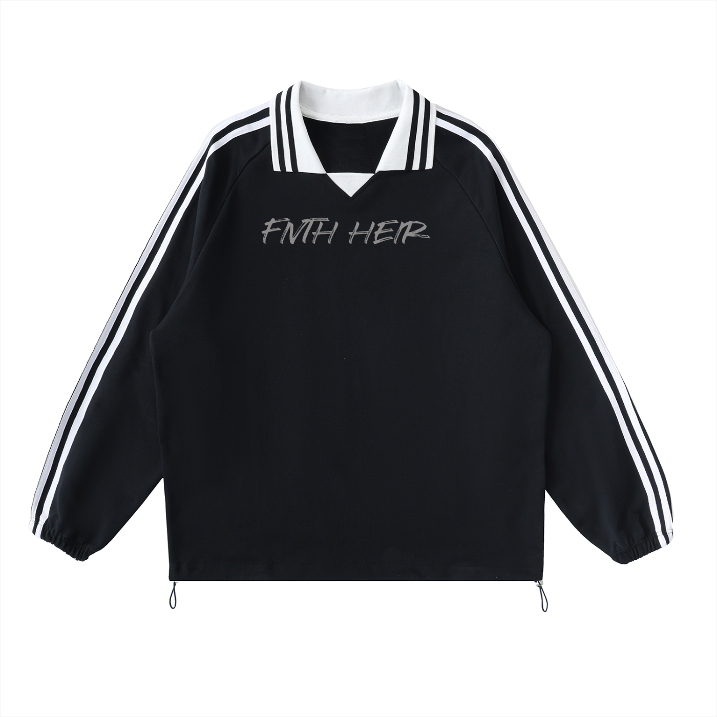 Striped Lapel Golf Collar Sweatshirt
