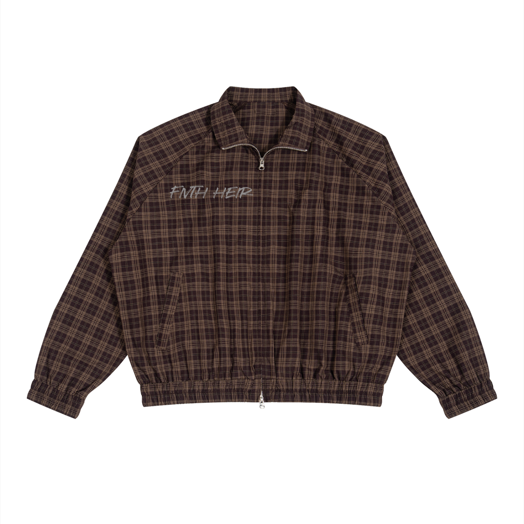 Plaid Full-Zip Track Jacket