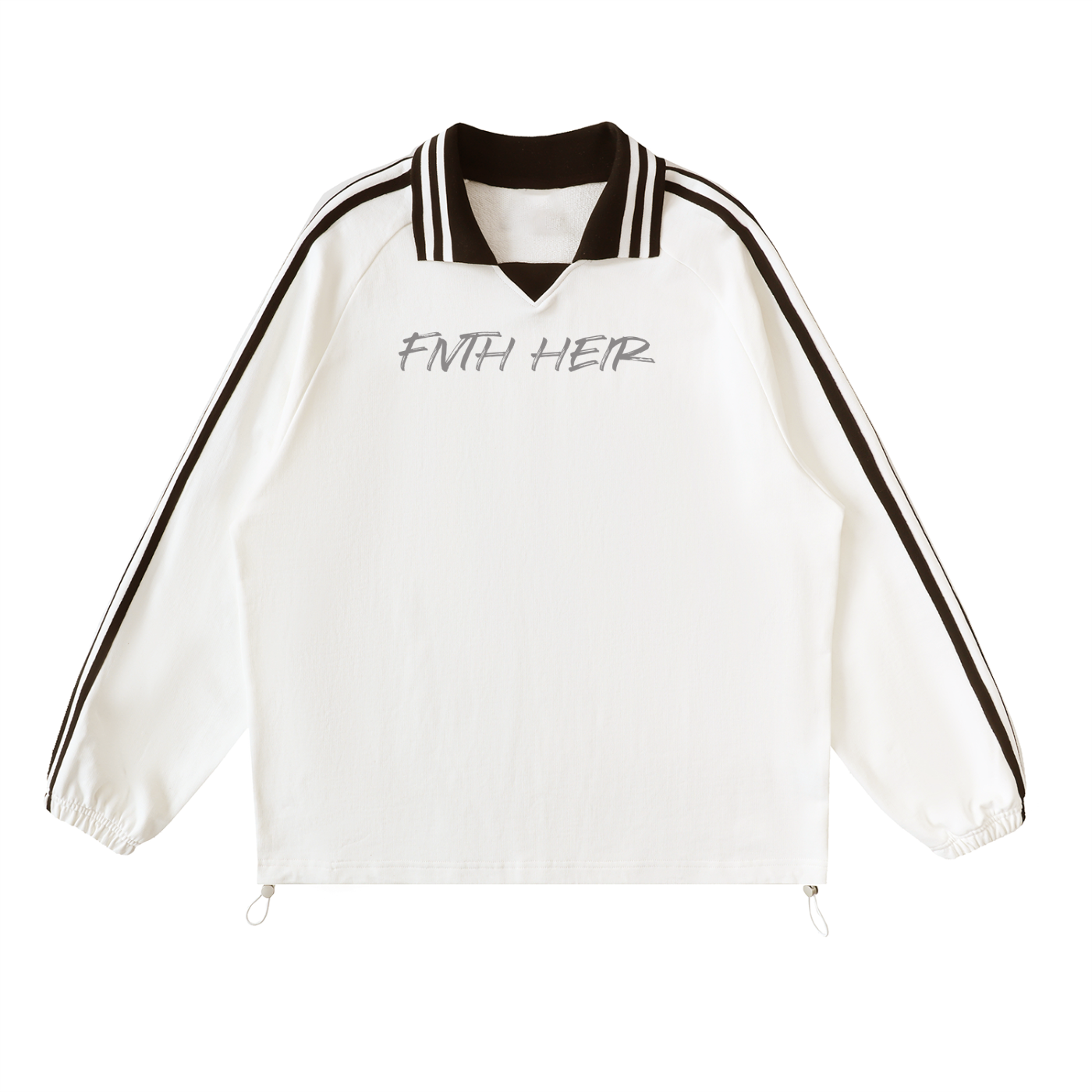 Striped Lapel Golf Collar Sweatshirt