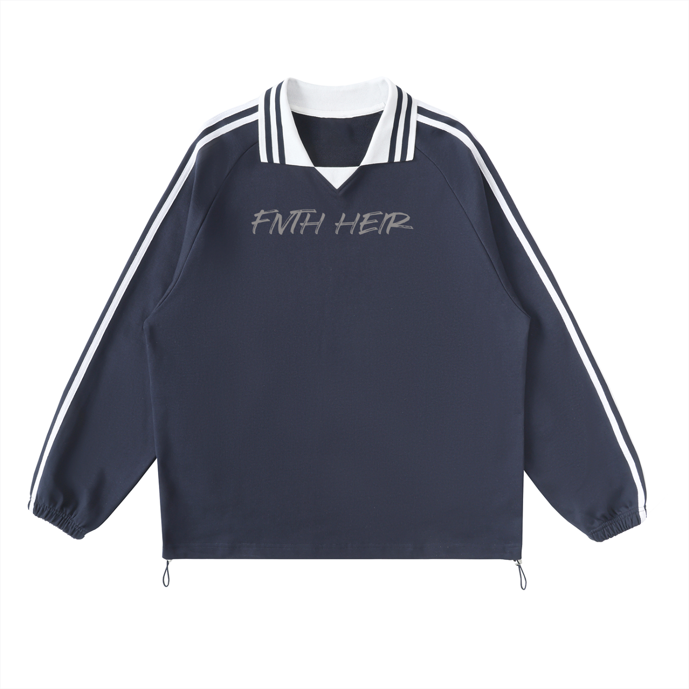 Striped Lapel Golf Collar Sweatshirt