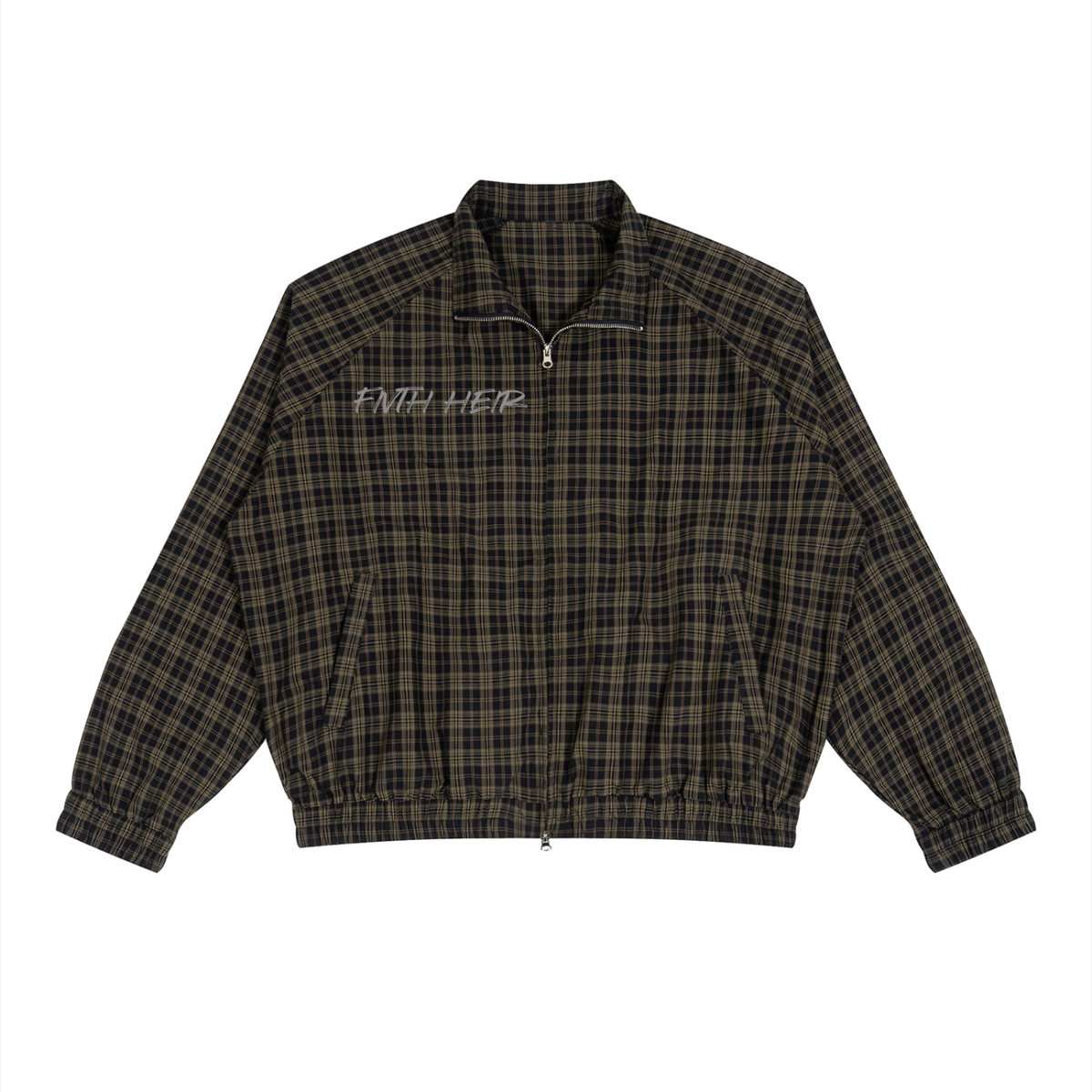 Plaid Full-Zip Track Jacket